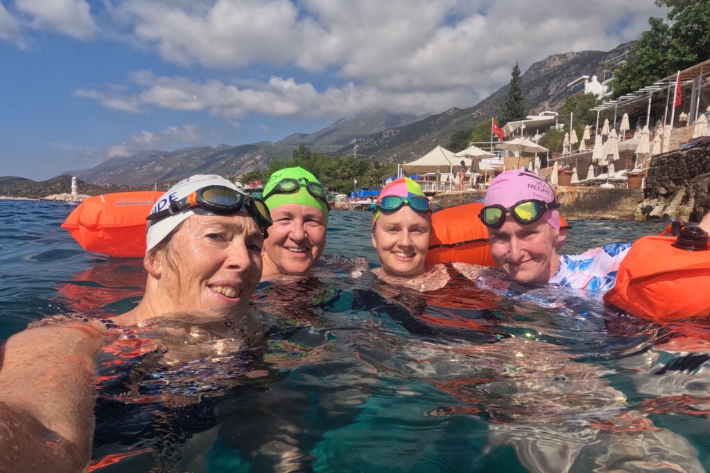 Group of happy open water swimmers on the Turquoise Coast