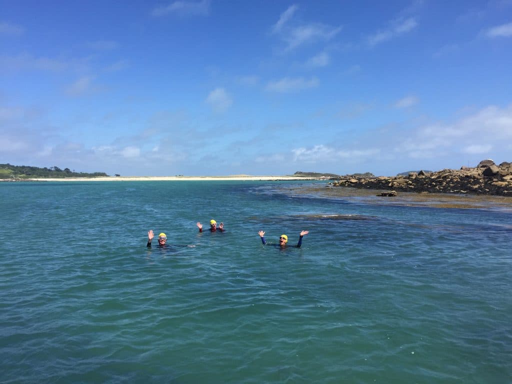 Group of swimmers in the open water