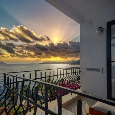 Photo from the balcony of an aquarius seaview room at the Aqua Princess Hotel Kas Turkey