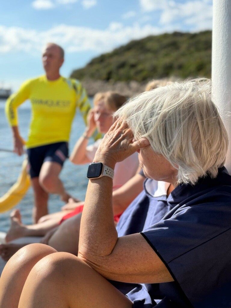 Swimmers sitting on deck Turkey