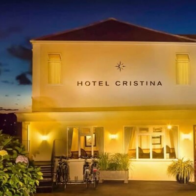 Front of Hotel Christina Jersery at night
